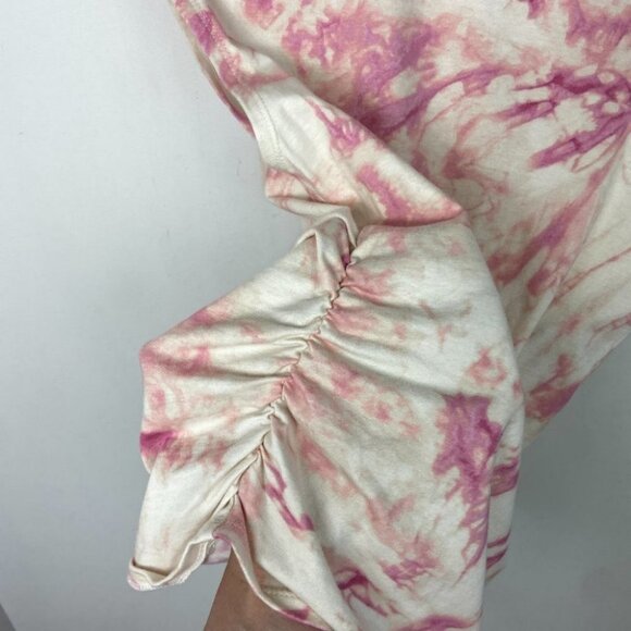 NEW Nordstrom AFRM Tie Dye Shoulder Pad Ruched Muscle Tee Size XS Boho Retro Top - Picture 5 of 14